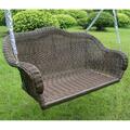 International Caravan Resin Wicker Hanging Loveseat Swing, Antique Pecan 3183-AP